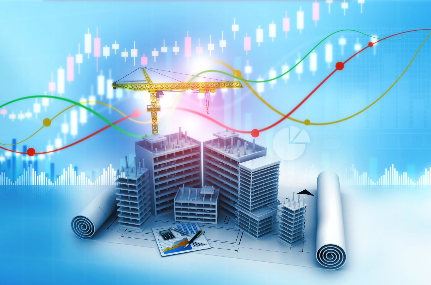Visualization of AI algorithms analyzing real estate market data for price prediction and development trends