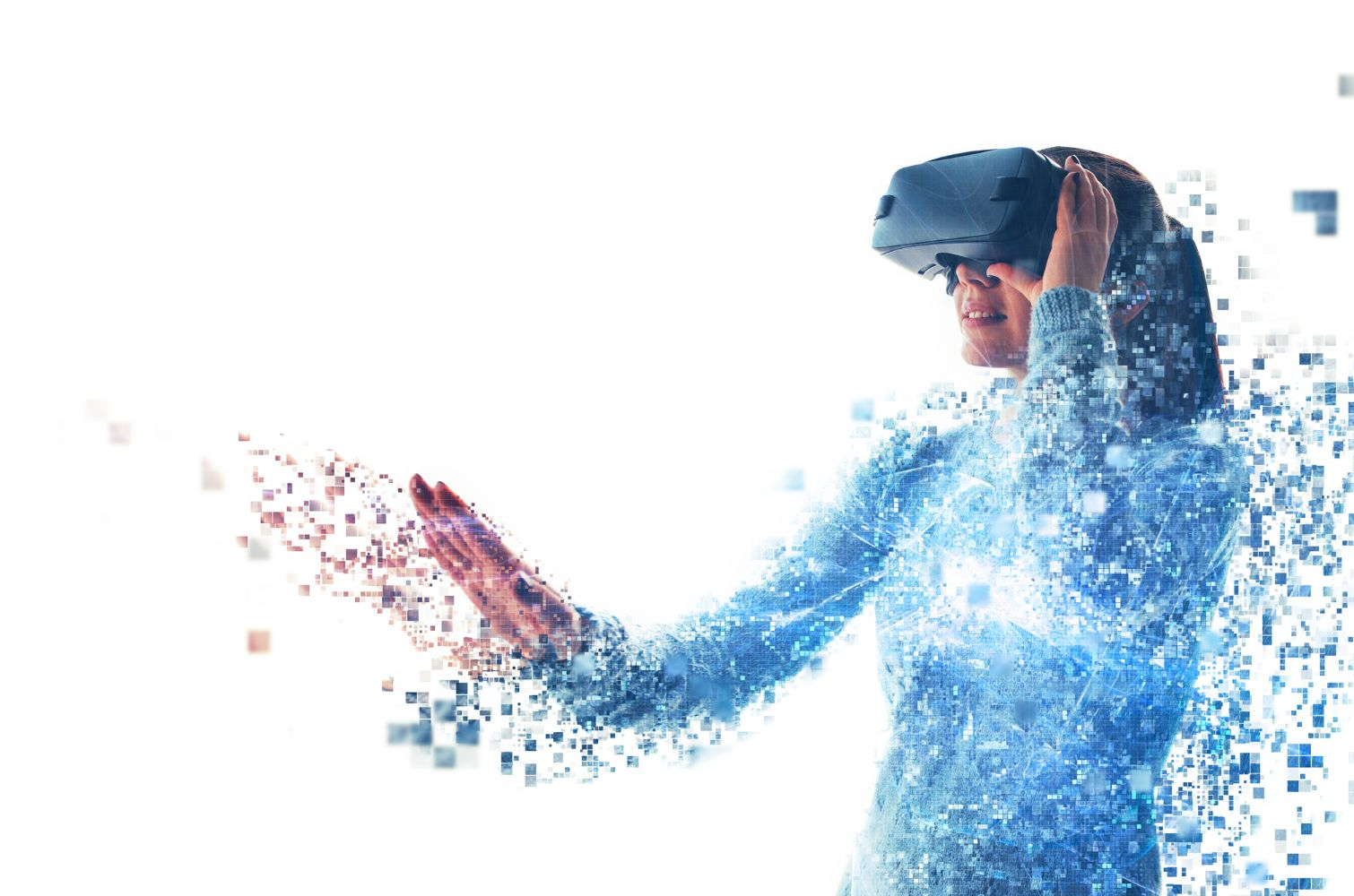 Students engaging with AI-driven virtual reality simulations in an educational setting